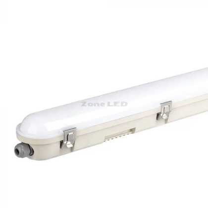 48W LED Waterproof Luminaire M-Series 1500mm 6500K Milky Cover SS Clips 120 lm/W