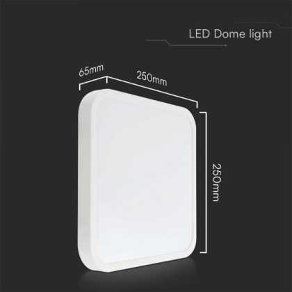 18W LED Dome Light  Square White Frame 3000K IP44