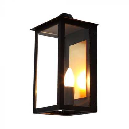 Wall Lamp with E14 Holder Black Body Transparent Glass IP65