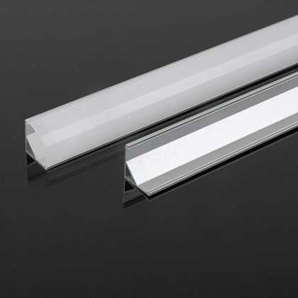 LED-Streifen-Montagesatz mit Diffusor aus Aluminium, 2000 x 15,8 x 15,8 mm, milchige Abdeckung