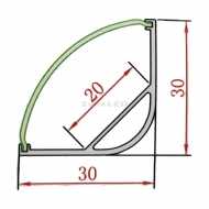 Aluminiumprofil für LED-Streifen, Winkelprofil - 2000 mm Länge, Matt