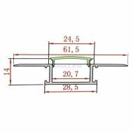 Aluminiumprofil für LED-Streifen für Einbau - Breite - 2000 mm Länge Matt