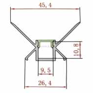 Aluminiumprofil für LED-Streifen mit Innenwinkelprofil für Einbau mit Gipsputz - 2000mm Länge