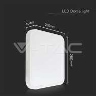 18W LED Dome Light Square White Frame 4000K IP44