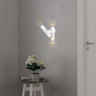 2x2.6W 2 Way Spot Wall Light 4000K White Body IP44