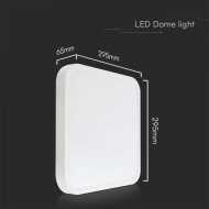 24W LED Dome Light Square White Frame 4000K IP44