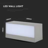 12W LED With Large Light beam in two directions, 4000K Grey Body, Outdoor IP65