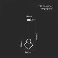 12W LED Designer Metal Hanging Lamp 280 x 1800mm White Body 3000K